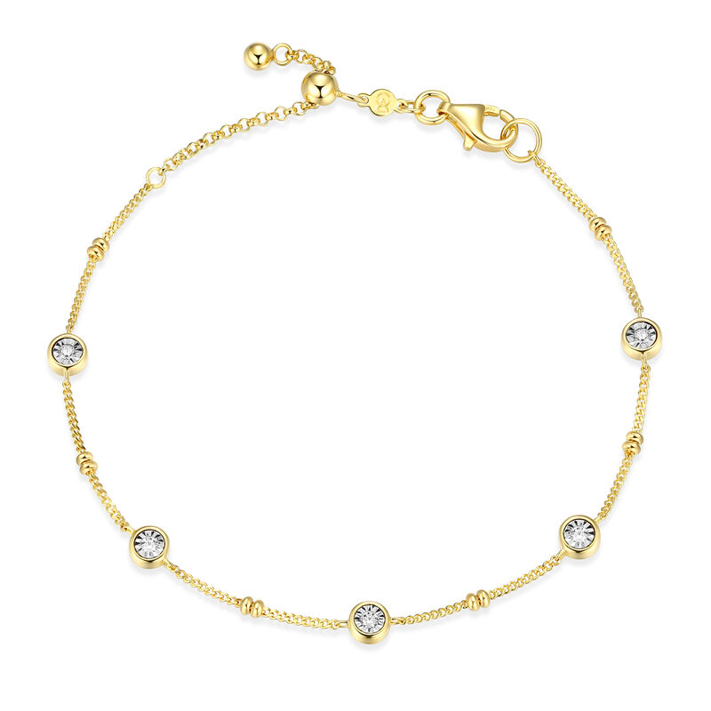 Lab Grown Diamond Bezel Station Bracelet in 14k Gold Plated image number null